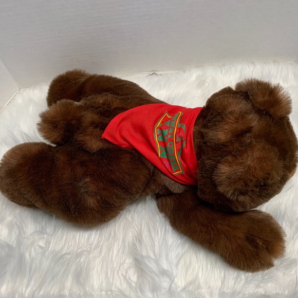 Purrfection Plush Brown Bear Orange Handkerchief Stuffed Animal Toy MJCY 17 in L - Picture 2 of 4